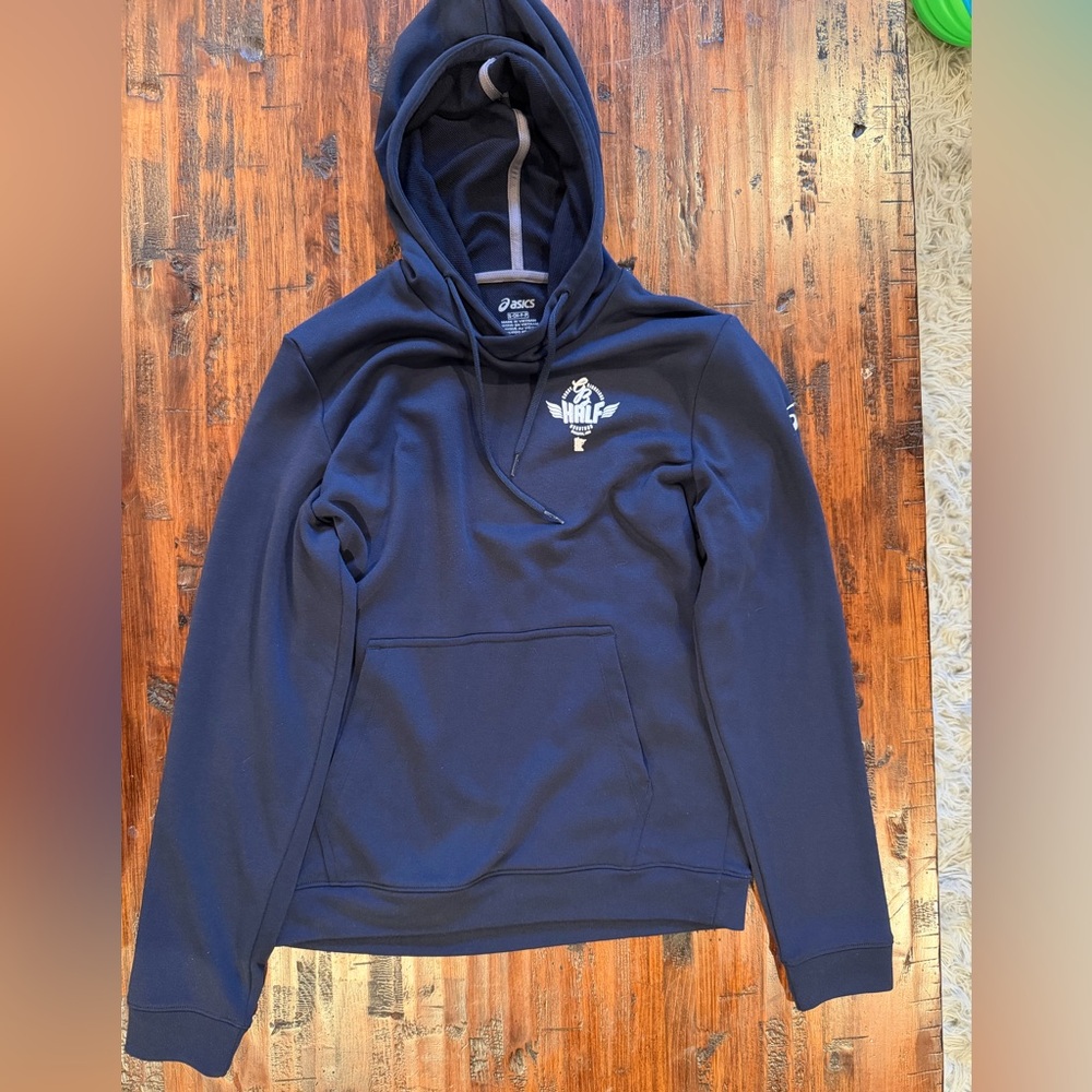 ASICS Men's Navy Hoodie Sweatshirt Garry Bjorklund Half